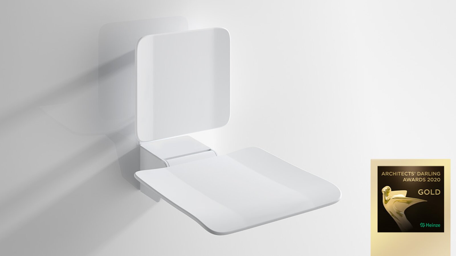 HEWI Folding seat white matt Architects Darling Folding seat in matt white
