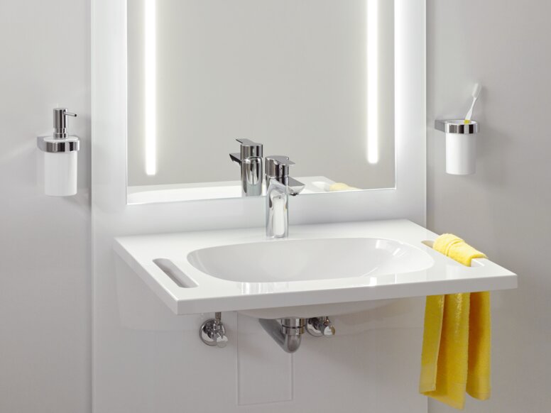 Lavabo HEWI réglable en hauteur S50 Lavabo réglable en hauteur avec miroir