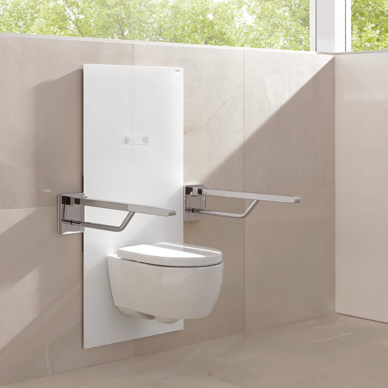HEWI WC-Modul s50 Höhenverstellbares WC-Modul mit Stützklappgriff