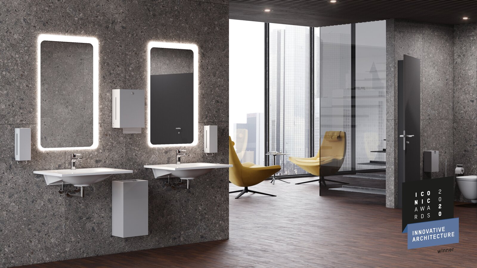 HEWI dispenser system light gray matt Iconic Award Dispenser system in the color light grey