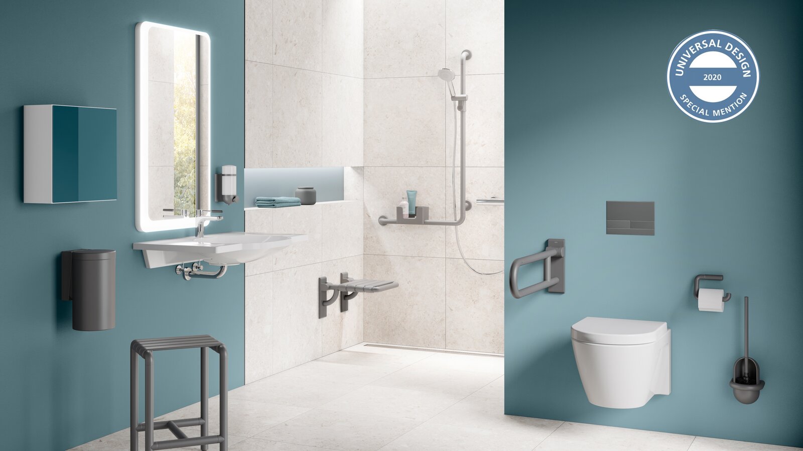 HEWI Series 477/801 Anthracite matt Universal Design Award HEWI Series 477/801in anthracite matt awarded with the Universal Design Award