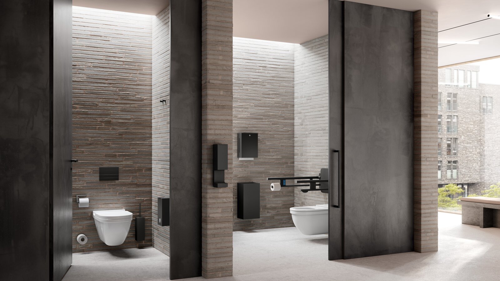 HEWI referentie WC-cabine in een openbaar gebouw