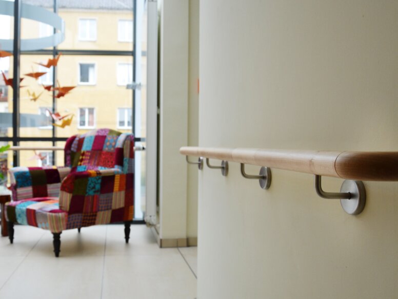 Hospice Juliusspital in Würzburg Leuning in een gang