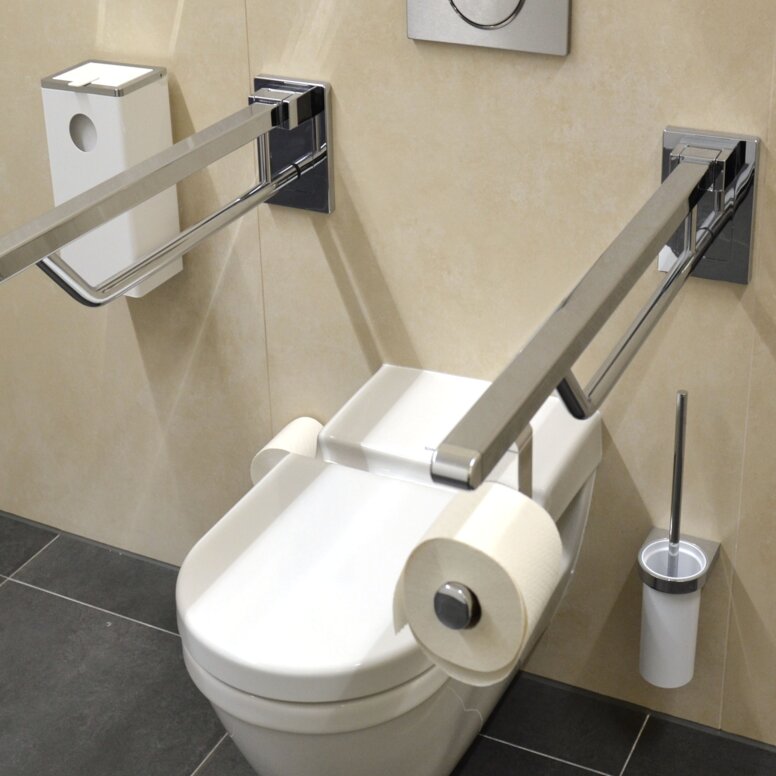 Museum voor Architectuurtekeningen Toilet uitgerust met inklapbare steungrepen, toiletborstelset en System 800 hygiëne afvalemmer