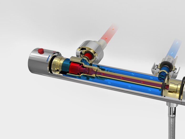 HEWI safe touch douchethermostaat Thermostatisch element in de douchethermostaat
