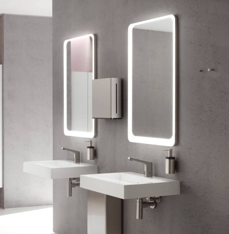 HEWI openbaar toilet roestvrij staal mat Openbaar toilet uitgerust met HEWI System 162 in gesatineerd roestvrij staal